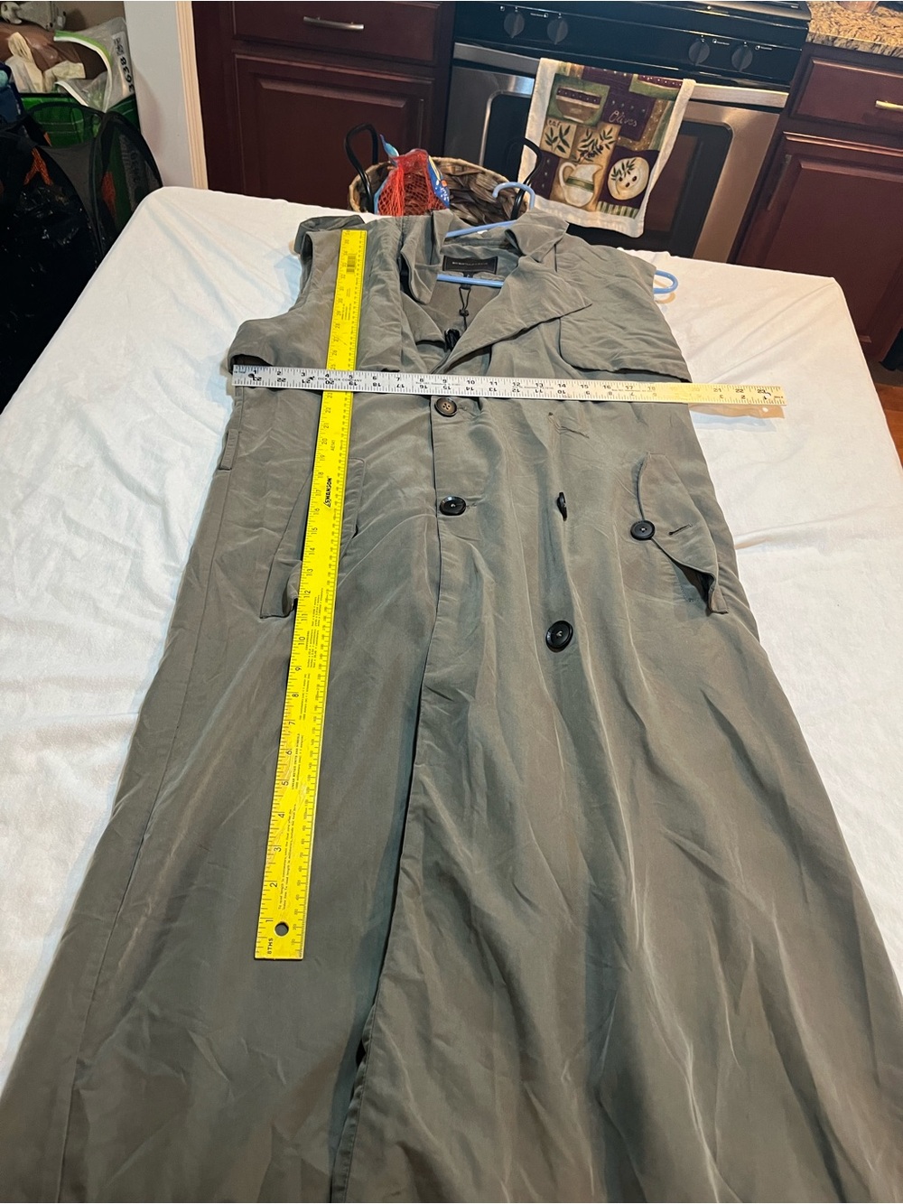 Bcbg Long Sleeveless Trench jacket - Olive Green - Picture 4 of 9